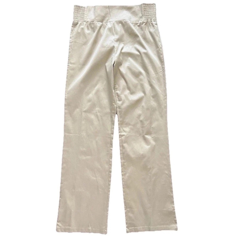 Dynashape Maternity Pants Large Elastic On The Sides Khaki Tan 32" Inseam NWT